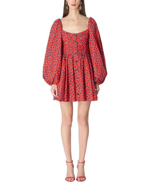 Carolina Herrera Button Front Balloon Sleeve Mini Dress Women's