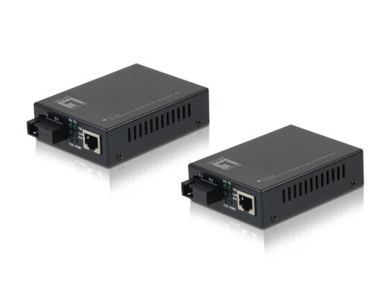 LevelOne RJ45 to SC BIDI Fast Ethernet Media Converter Set - Single-Mode Fiber - 20km - 100 Mbit/s - IEEE 802.3 - IEEE 802.3u - IEEE 802.3x - Fast Ethernet - 10,100 Mbit/s - 10BASE-T - 100BASE-TX - 100BASE-FX