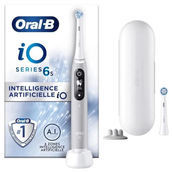 Oral-B iO 6S Graue elektrische Zahnbrste mit Bluetooth-Verbindung, 2 Brstenkpfe, 1 Reiseetui