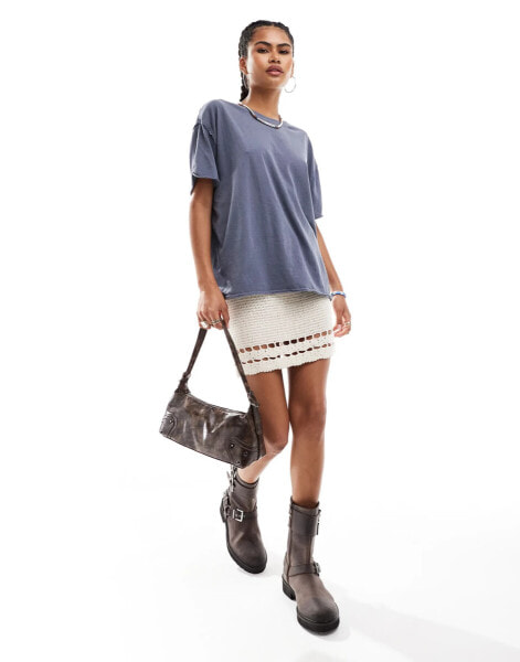 Free People nina relaxed oversized tshirt in washed blue