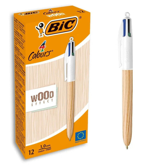 Ручка шариковая BIC Wood Effect Разноцветная 0,32 мм (12 штук)