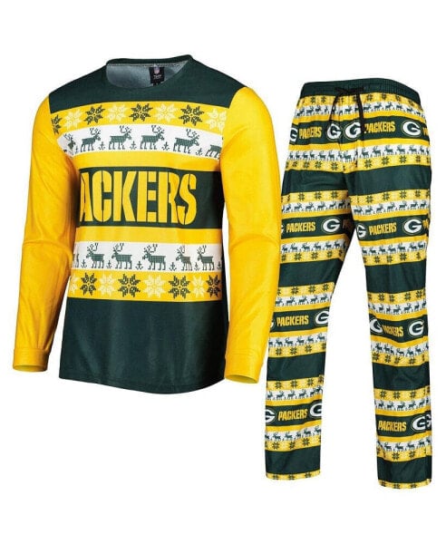 Men's Green Green Bay Packers Team Ugly Pajama Set