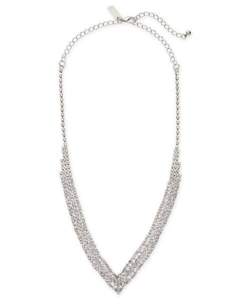Silver-Tone Crystal Pavé Choker Necklace, 12" + 3" extender, Created for Macy's