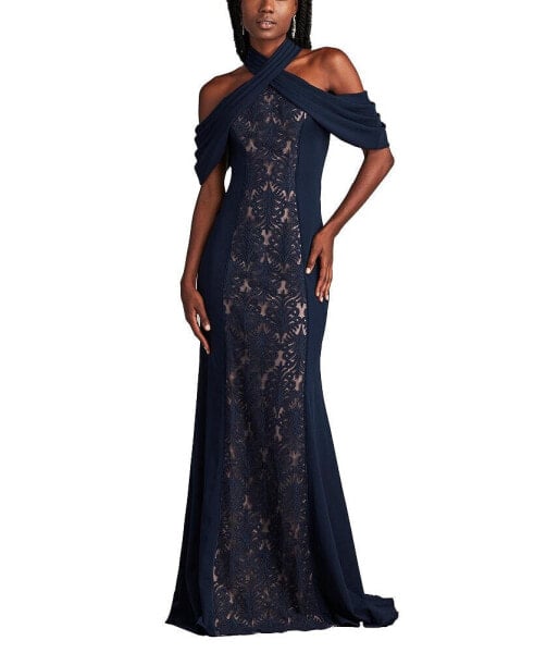 Women's Kato Embroidered Off-Shoulder Halter Gown