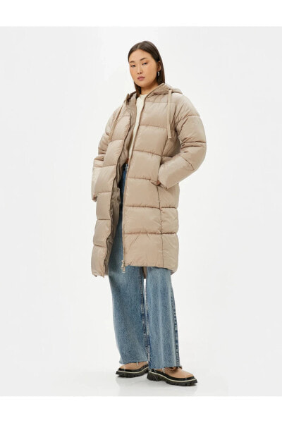 Пальто длинное с утеплителем, с капюшоном и карманами Koton