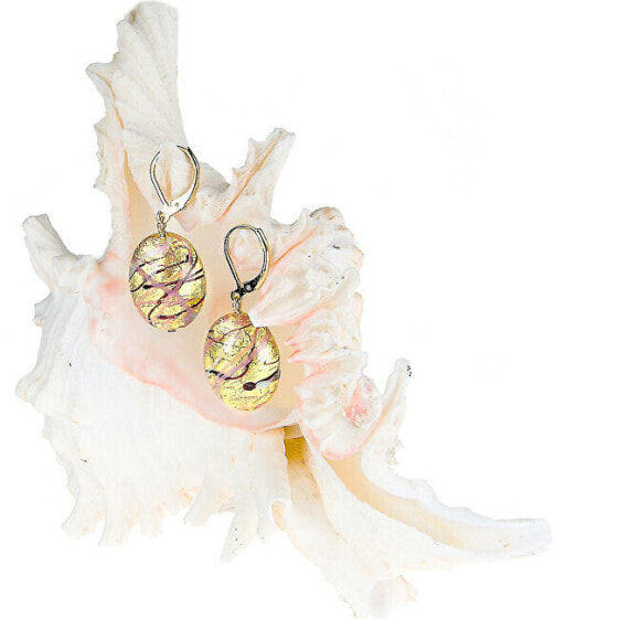 Beautiful Romantic Roots earrings made of Lampglas pearls with 24 carat gold EP13