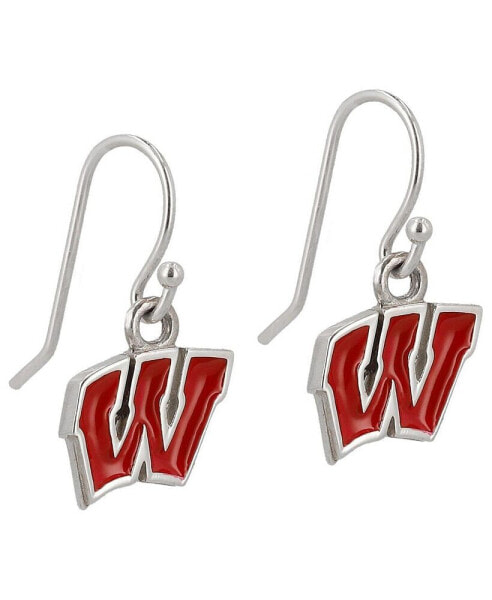 Women's Wisconsin Badgers Silver Enamel Dangle Earrings