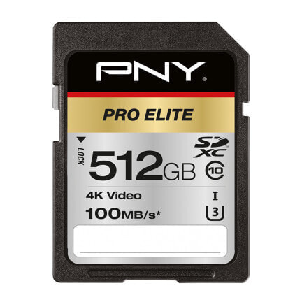 PNY PRO Elite - 512 GB - SDXC - Class 10 - UHS-I - 100 MB/s - Class 3 (U3)