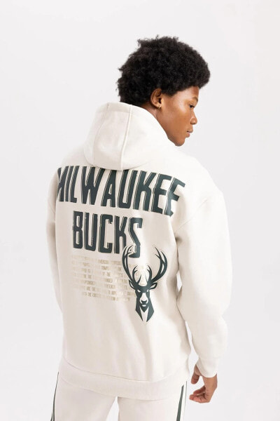 Fit Nba Milwaukee Bucks Oversize Fit Kapüşonlu Kalın Sweatshirt