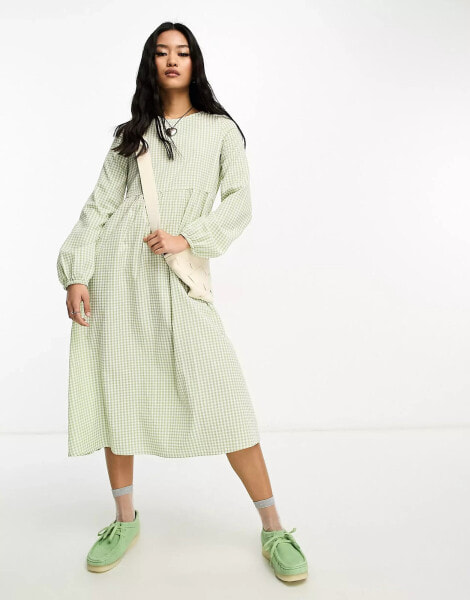 Daisy Street midi smock dress in green floral