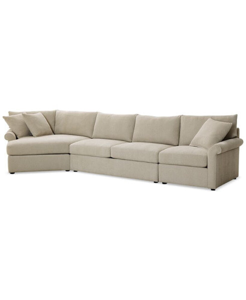 Wrenley 166" 3-Pc. Fabric Cuddler Chaise Sectional Sofa, Created for Macy's