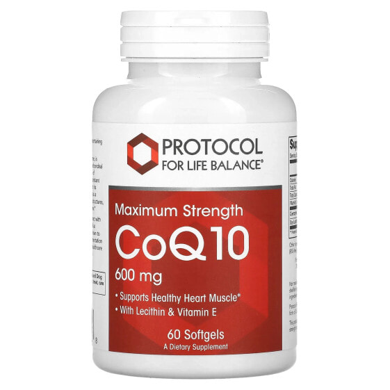 БАД Коэнзим Q10 Protocol For Life Balance, Максимальная сила, 600 мг, 60 капсул