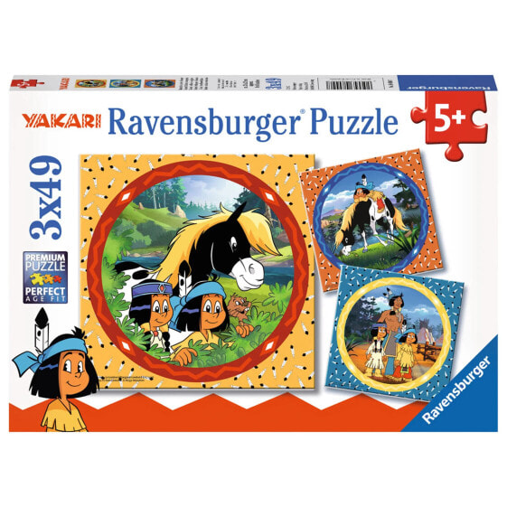 Детский пазл Ravensburger Yakari Der Tapfere Indianer, 3 x 49 деталей, включая мини-постеры