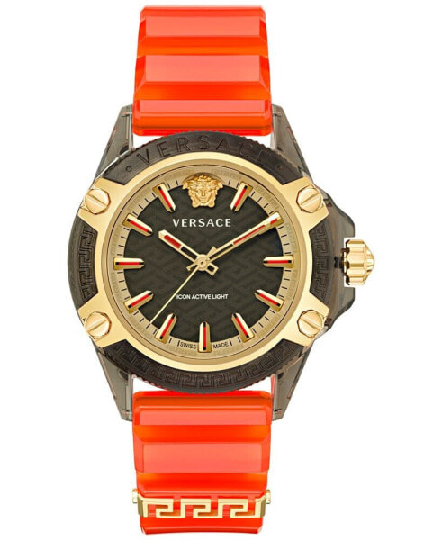 Men's Swiss Icon Active Orange Silicone Strap Watch 42mm