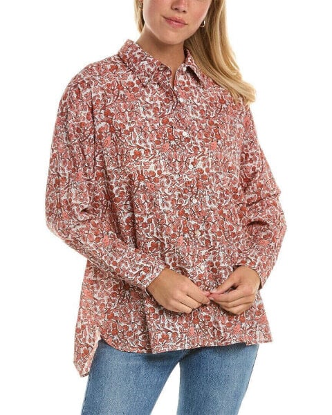 Pomegranate Button-Down Shirt Women's Orange Xs