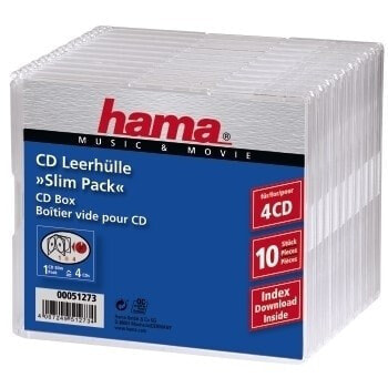 Hama CD Slim Pack 4, pack 10, 4 discs, Transparent
