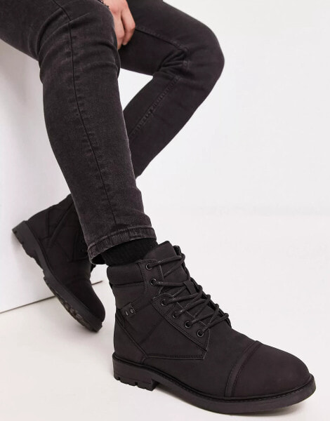 River Island zip detail biker boots in black