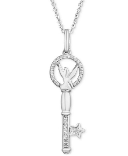 Enchanted Disney Fine Jewelry diamond Tinker Bell Key Pendant Necklace (1/10 ct. t.w.) in Sterling Silver, 16" + 2" extender