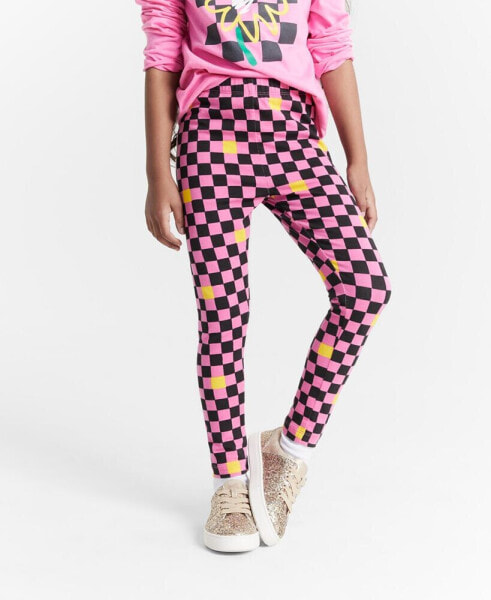 Girls Checkerboard-Print Full-Length Leggings, Created for Macy's
