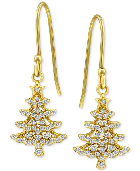 Cubic Zirconia Christmas Tree Drop Earrings, Created for Macy's