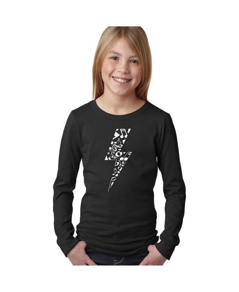 Big Girl's Word Art Long Sleeve T-Shirt - Lightning Bolt