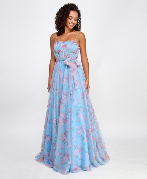 Juniors' Floral-Print Bustier Gown, Created for Macy's