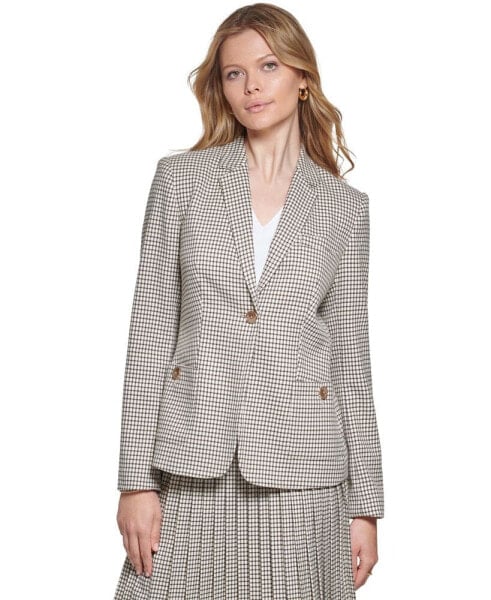 Women's Plaid One-Button Blazer