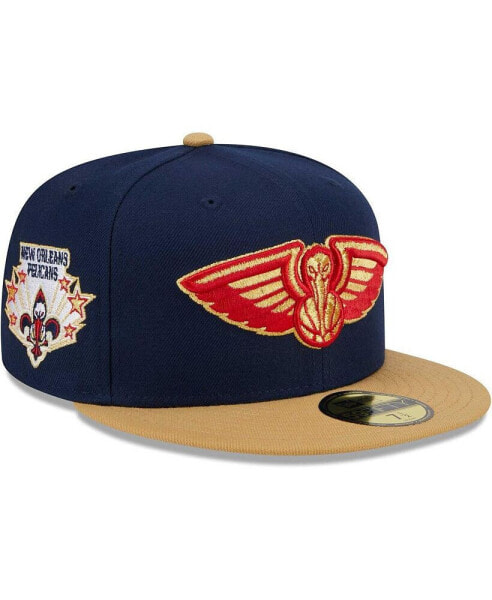 Головной убор для мужчин New Era New Orleans Pelicans Gameday 59FIFTY с золотым узором Новый Орлеан (цвет: темно-синий)