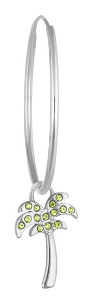 Single round steel earrings with palm LJ1496