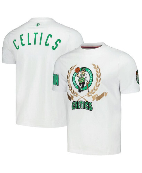 Men's and Women's White Boston Celtics Heritage Crest T-shirt
