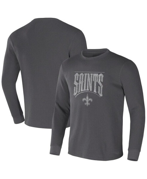 Men's NFL x Darius Rucker Collection by Charcoal New Orleans Saints Long Sleeve Thermal T-shirt