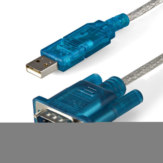 StarTech.com 3ft USB to RS232 DB9 Serial Adapter Cable - M/M - DB-9 - USB 2.0 A - 0.9 m - Blue - Transparent