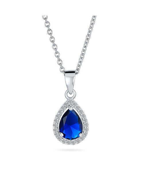 Cubic Zirconia Traditional Classic Large CZ Teardrop Solitaire Pendant Necklace For Women .925 Sterling Silver