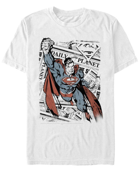 DC Men's Superman Daily Planet Newspaper Portrait Short Sleeve T-Shirt