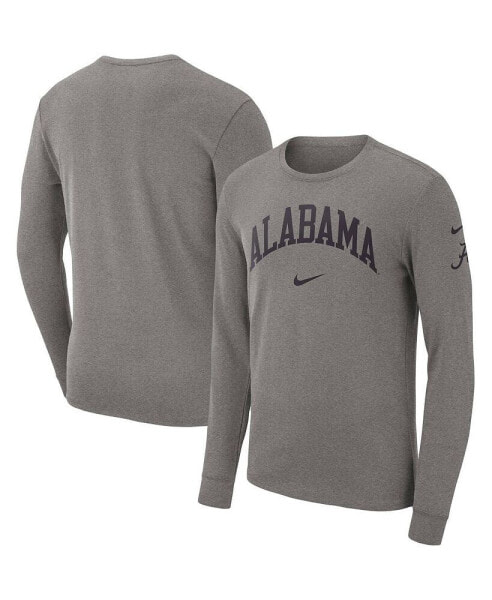 Men's Heather Gray Alabama Crimson Tide Arch 2-Hit Long Sleeve T-shirt