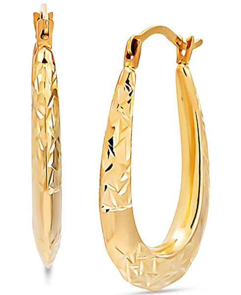 Textured Oval Hoop Earrings in 14k Gold