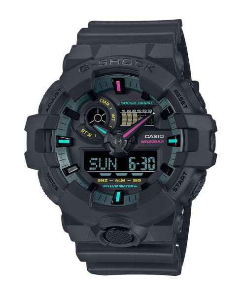 Mens Analog Digital Black Resin Watch, 57.5mm, GA700MF-1A