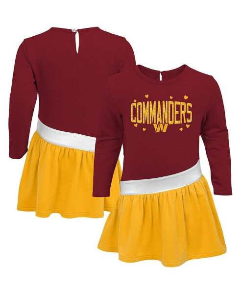 Girls Toddler Burgundy, Gold Washington Commanders Heart To Heart Jersey Tunic Dress