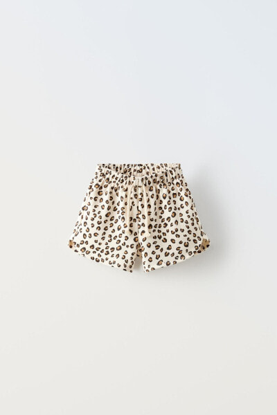 Animal print plush bermuda shorts