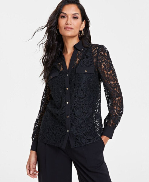 Women's Lace Button-Front Blouse, Created for Macy's