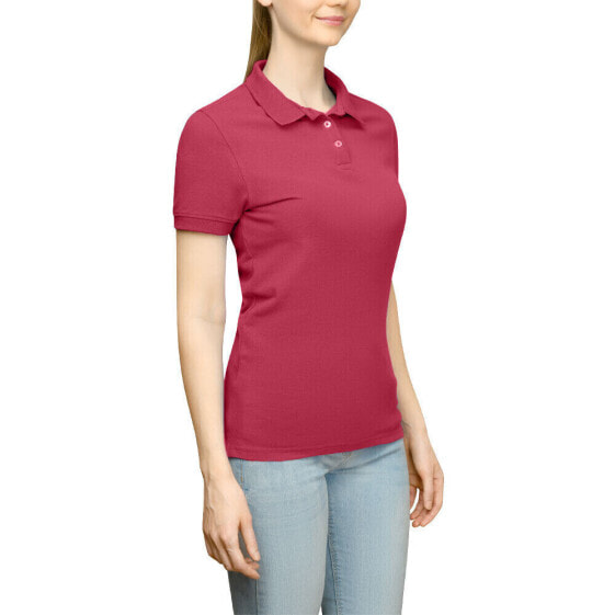 Футболка женская Page & Tuttle Solid Jersey Short Sleeve Polo Shirt, Красный, Повседневная.