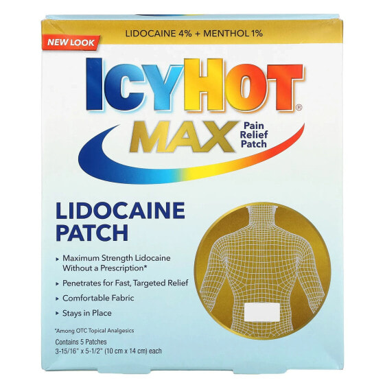 Болеутоляющие пластыри Icy Hot Max, Лидокаин, 5 штук