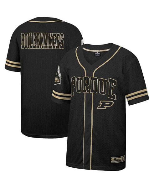 Men's Black Purdue Boilermakers Free Spirited Mesh Button-Up Baseball Jersey