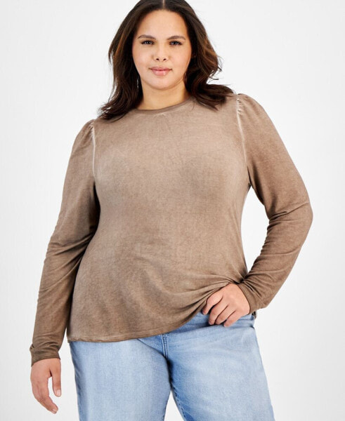 Plus Size Puffed-Shoulder Top