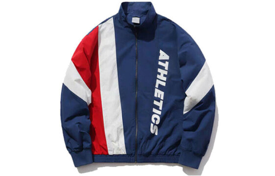 Куртка Ли Нинг AJDQ034-4 Широкий стойкий воротник Свободный крой Повседневная спортивная куртка для пары Темно-синий трендовый наряд