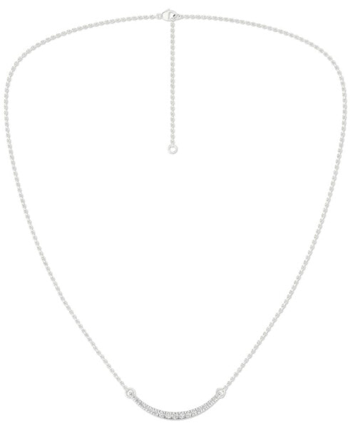 Lab Grown Diamond Curved Bar Collar Necklace (1/2 ct. t.w.) in Sterling Silver, 16" + 2" extender