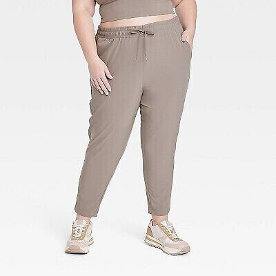 Women's Stretch Woven High-Rise Taper Pants - All In Motion Taupe 2X