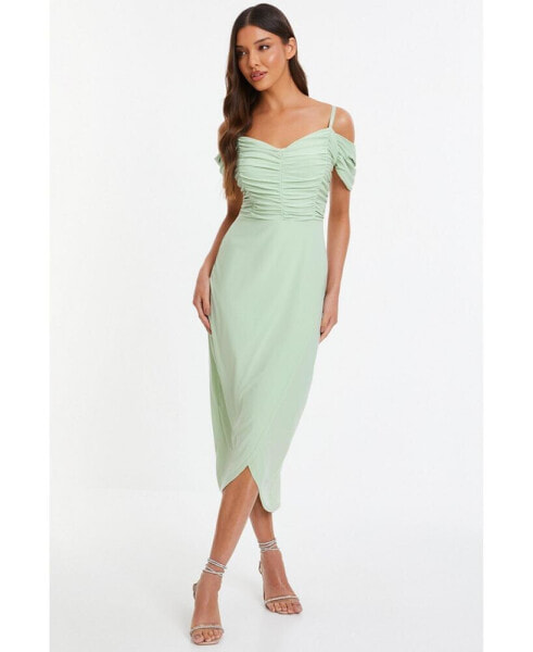 Women's Cold Shoulder Midi Dress