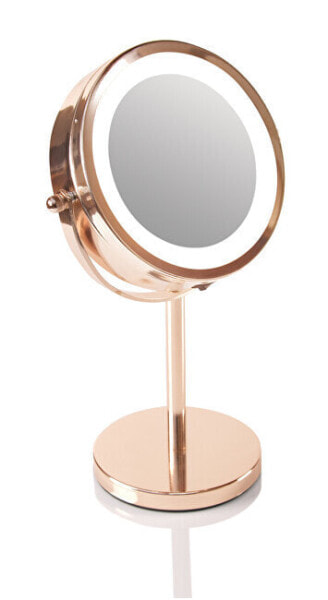 Зеркало косметическое Rio-Beauty двустороннее с увеличением 5x (розовое золото)
