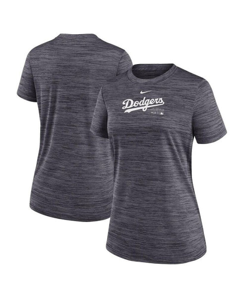 Women's Black Los Angeles Dodgers Authentic Collection Velocity Performance T-shirt